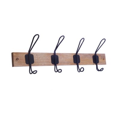 Wall Hanger - natural wood - 4 hooks